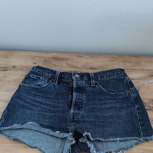 Women's Dark Blue Denim Cutoff Shorts